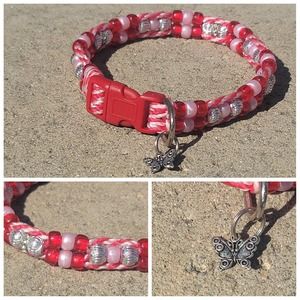 Custom Handmade Beaded Bling Dog Collar Candy Cane